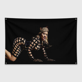 Флаг-баннер с принтом Ники Минаж в Тюмени, 100% полиэстер | размер 67 х 109 см, плотность ткани — 95 г/м2; по краям флага есть четыре люверса для крепления | onika tanya maraj | автор исполнитель | актриса | американская | ники минаж | певица | рэпер