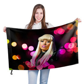 Флаг 3D с принтом Ники Минаж в Тюмени, 100% полиэстер | плотность ткани — 95 г/м2, размер — 67 х 109 см. Принт наносится с одной стороны | onika tanya maraj | автор исполнитель | актриса | американская | ники минаж | певица | рэпер | эпотаж