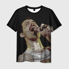 Мужская футболка 3D с принтом Фредди Меркьюри в Тюмени, 100% полиэфир | прямой крой, круглый вырез горловины, длина до линии бедер | freddie mercury | queen. | автор песен | британский | вокалист | певец | рок группа | фредди меркьюри