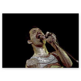 Поздравительная открытка с принтом Фредди Меркьюри в Тюмени, 100% бумага | плотность бумаги 280 г/м2, матовая, на обратной стороне линовка и место для марки
 | freddie mercury | queen. | автор песен | британский | вокалист | певец | рок группа | фредди меркьюри