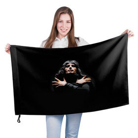 Флаг 3D с принтом Фредди Меркьюри в Тюмени, 100% полиэстер | плотность ткани — 95 г/м2, размер — 67 х 109 см. Принт наносится с одной стороны | freddie mercury | queen. | автор песен | британский | вокалист | певец | рок группа | фредди меркьюри