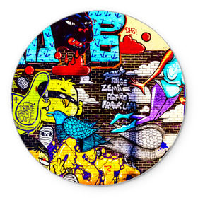 Коврик круглый с принтом Граффити в Тюмени, резина и полиэстер | круглая форма, изображение наносится на всю лицевую часть | арт | город | стена