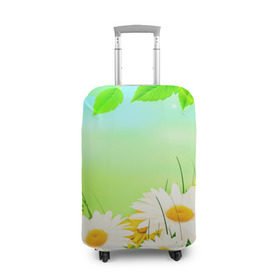 Чехол для чемодана 3D с принтом Полевая ромашка в Тюмени, 86% полиэфир, 14% спандекс | двустороннее нанесение принта, прорези для ручек и колес | лето | цветы