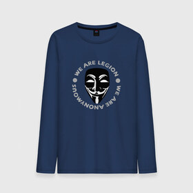 Мужской лонгслив хлопок с принтом Маска Анонимуса - We Are Legion в Тюмени, 100% хлопок |  | vendetta | вендетта | гай фокс | маска | маска анонима
