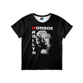 Детская футболка 3D с принтом Мерилин Монро в Тюмени, 100% гипоаллергенный полиэфир | прямой крой, круглый вырез горловины, длина до линии бедер, чуть спущенное плечо, ткань немного тянется | marilyn monroe | кинозвезда | мерилин монро
