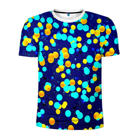 Мужская футболка 3D спортивная с принтом Пузырьки в Тюмени, 100% полиэстер с улучшенными характеристиками | приталенный силуэт, круглая горловина, широкие плечи, сужается к линии бедра | buble | круги | популярные | прикольные | пузыри | яркие