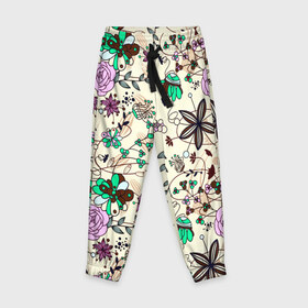 Детские брюки 3D с принтом Цветочный фон в Тюмени, 100% полиэстер | манжеты по низу, эластичный пояс регулируется шнурком, по бокам два кармана без застежек, внутренняя часть кармана из мелкой сетки | flower | весна | девушкам | жен | лето | прикольные | цветы