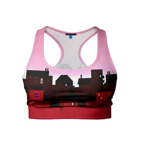 Женский спортивный топ 3D с принтом Urban pink в Тюмени, 82% полиэстер, 18% спандекс Ткань безопасна для здоровья, позволяет коже дышать, не мнется и не растягивается |  | город | розовый