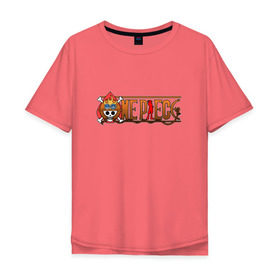 Мужская футболка хлопок Oversize с принтом One Piece - logo Ace в Тюмени, 100% хлопок | свободный крой, круглый ворот, “спинка” длиннее передней части | ван пис | лого | луффи | мугивара | пираты | эйс