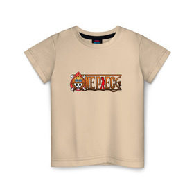 Детская футболка хлопок с принтом One Piece - logo Ace в Тюмени, 100% хлопок | круглый вырез горловины, полуприлегающий силуэт, длина до линии бедер | ван пис | лого | луффи | мугивара | пираты | эйс