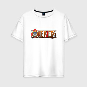 Женская футболка хлопок Oversize с принтом One Piece - logo Ace в Тюмени, 100% хлопок | свободный крой, круглый ворот, спущенный рукав, длина до линии бедер
 | ван пис | лого | луффи | мугивара | пираты | эйс