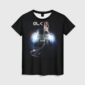 Женская футболка 3D с принтом Mersedes GLK в Тюмени, 100% полиэфир ( синтетическое хлопкоподобное полотно) | прямой крой, круглый вырез горловины, длина до линии бедер | Тематика изображения на принте: glk | mersedes | автомобиль | девушка | мерседес