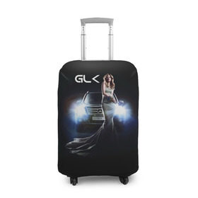 Чехол для чемодана 3D с принтом Mersedes GLK в Тюмени, 86% полиэфир, 14% спандекс | двустороннее нанесение принта, прорези для ручек и колес | glk | mersedes | автомобиль | девушка | мерседес
