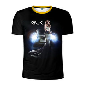 Мужская футболка 3D спортивная с принтом Mersedes GLK в Тюмени, 100% полиэстер с улучшенными характеристиками | приталенный силуэт, круглая горловина, широкие плечи, сужается к линии бедра | glk | mersedes | автомобиль | девушка | мерседес