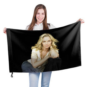 Флаг 3D с принтом Ума Турман в Тюмени, 100% полиэстер | плотность ткани — 95 г/м2, размер — 67 х 109 см. Принт наносится с одной стороны | uma karuna thurman | актриса | американская | ума каруна турман