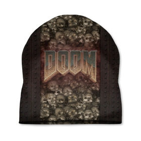 Шапка 3D с принтом Doom classik 2 в Тюмени, 100% полиэстер | универсальный размер, печать по всей поверхности изделия | заклепки | метал | череп