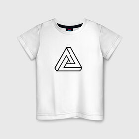 Детская футболка хлопок с принтом Невозможный треугольник в Тюмени, 100% хлопок | круглый вырез горловины, полуприлегающий силуэт, длина до линии бедер | Тематика изображения на принте: оптическая иллюзия