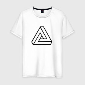 Мужская футболка хлопок с принтом Невозможный треугольник в Тюмени, 100% хлопок | прямой крой, круглый вырез горловины, длина до линии бедер, слегка спущенное плечо. | Тематика изображения на принте: оптическая иллюзия
