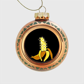 Стеклянный ёлочный шар с принтом Банан 18+ в Тюмени, Стекло | Диаметр: 80 мм | Тематика изображения на принте: банан | большой банан | ххх