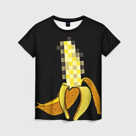 Женская футболка 3D с принтом Банан 18+ в Тюмени, 100% полиэфир ( синтетическое хлопкоподобное полотно) | прямой крой, круглый вырез горловины, длина до линии бедер | банан | большой банан | ххх