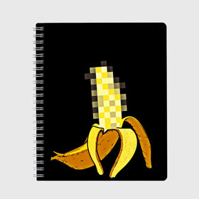 Тетрадь с принтом Банан 18+ в Тюмени, 100% бумага | 48 листов, плотность листов — 60 г/м2, плотность картонной обложки — 250 г/м2. Листы скреплены сбоку удобной пружинной спиралью. Уголки страниц и обложки скругленные. Цвет линий — светло-серый
 | Тематика изображения на принте: банан | большой банан | ххх
