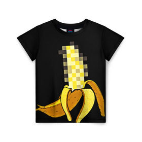 Детская футболка 3D с принтом Банан 18+ в Тюмени, 100% гипоаллергенный полиэфир | прямой крой, круглый вырез горловины, длина до линии бедер, чуть спущенное плечо, ткань немного тянется | Тематика изображения на принте: банан | большой банан | ххх