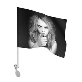 Флаг для автомобиля с принтом Кара Делевинь в Тюмени, 100% полиэстер | Размер: 30*21 см | cara delevingne | актриса | британская | кара делевинь | топ модель