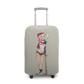 Чехол для чемодана 3D с принтом Харли Квинн в Тюмени, 86% полиэфир, 14% спандекс | двустороннее нанесение принта, прорези для ручек и колес | Тематика изображения на принте: арлекин | бита | девушка | комикс | харли квинн