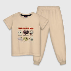 Детская пижама хлопок с принтом Паразиты человека в Тюмени, 100% хлопок |  брюки и футболка прямого кроя, без карманов, на брюках мягкая резинка на поясе и по низу штанин
 | 