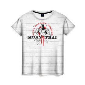 Женская футболка 3D с принтом Muay thai 7 в Тюмени, 100% полиэфир ( синтетическое хлопкоподобное полотно) | прямой крой, круглый вырез горловины, длина до линии бедер | muay thai