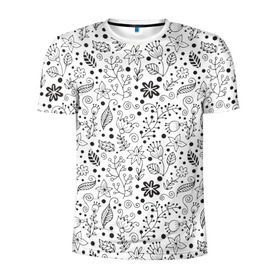 Мужская футболка 3D спортивная с принтом Цветочки-травушки в Тюмени, 100% полиэстер с улучшенными характеристиками | приталенный силуэт, круглая горловина, широкие плечи, сужается к линии бедра | листья | природа | ромашки | цветы