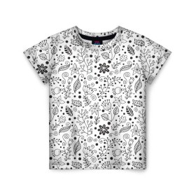 Детская футболка 3D с принтом Цветочки-травушки в Тюмени, 100% гипоаллергенный полиэфир | прямой крой, круглый вырез горловины, длина до линии бедер, чуть спущенное плечо, ткань немного тянется | листья | природа | ромашки | цветы