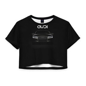 Женская футболка 3D укороченная с принтом AUDI в Тюмени, 100% полиэстер | круглая горловина, длина футболки до линии талии, рукава с отворотами | audi | авто | автомобиль | ауди