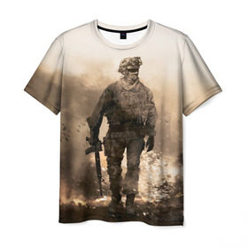 Мужская футболка 3D с принтом Call of Duty в Тюмени, 100% полиэфир | прямой крой, круглый вырез горловины, длина до линии бедер | Тематика изображения на принте: call of duty | cod | modern | mw2 | warfare