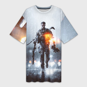 Платье-футболка 3D с принтом Battlefield в Тюмени,  |  | battlefield | батла | боец | воин | игра | солдат
