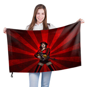 Флаг 3D с принтом Red alert в Тюмени, 100% полиэстер | плотность ткани — 95 г/м2, размер — 67 х 109 см. Принт наносится с одной стороны | девушка | оружие | снайпер | ссср