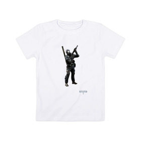 Детская футболка хлопок с принтом Инженер 2 в Тюмени, 100% хлопок | круглый вырез горловины, полуприлегающий силуэт, длина до линии бедер | Тематика изображения на принте: battlefield | engineer | батлфилд | инженер | солдат