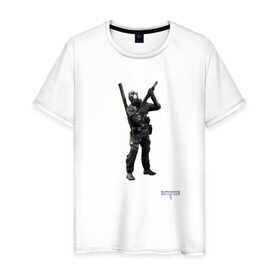Мужская футболка хлопок с принтом Инженер 2 в Тюмени, 100% хлопок | прямой крой, круглый вырез горловины, длина до линии бедер, слегка спущенное плечо. | battlefield | engineer | батлфилд | инженер | солдат