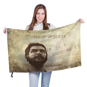 Флаг 3D с принтом Че Гевара в Тюмени, 100% полиэстер | плотность ткани — 95 г/м2, размер — 67 х 109 см. Принт наносится с одной стороны | о.м.с.к. | че | че гевара