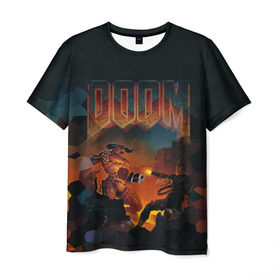Мужская футболка 3D с принтом Doom 2 в Тюмени, 100% полиэфир | прямой крой, круглый вырез горловины, длина до линии бедер | минотавр
