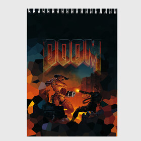 Скетчбук с принтом Doom 2 в Тюмени, 100% бумага
 | 48 листов, плотность листов — 100 г/м2, плотность картонной обложки — 250 г/м2. Листы скреплены сверху удобной пружинной спиралью | минотавр