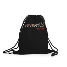 Рюкзак-мешок 3D с принтом JUVENTUS в Тюмени, 100% полиэстер | плотность ткани — 200 г/м2, размер — 35 х 45 см; лямки — толстые шнурки, застежка на шнуровке, без карманов и подкладки | juventus | италия | футбол | ювентус