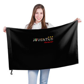 Флаг 3D с принтом JUVENTUS в Тюмени, 100% полиэстер | плотность ткани — 95 г/м2, размер — 67 х 109 см. Принт наносится с одной стороны | juventus | италия | футбол | ювентус