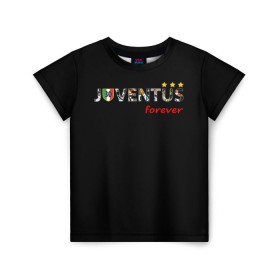 Детская футболка 3D с принтом JUVENTUS в Тюмени, 100% гипоаллергенный полиэфир | прямой крой, круглый вырез горловины, длина до линии бедер, чуть спущенное плечо, ткань немного тянется | Тематика изображения на принте: juventus | италия | футбол | ювентус