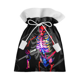 Подарочный 3D мешок с принтом Скелет в Тюмени, 100% полиэстер | Размер: 29*39 см | bodyart | faceart | helloween | аквагрим | боди арт | бодиарт | замок | ключ | неоновый | свет | сердце | скелет | фейсарт | хэллоуин | череп