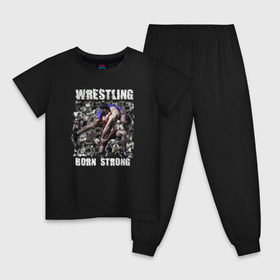 Детская пижама хлопок с принтом Wrestling 3 в Тюмени, 100% хлопок |  брюки и футболка прямого кроя, без карманов, на брюках мягкая резинка на поясе и по низу штанин
 | рестлинг