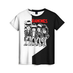 Женская футболка 3D с принтом Ramones 1 в Тюмени, 100% полиэфир ( синтетическое хлопкоподобное полотно) | прямой крой, круглый вырез горловины, длина до линии бедер | joey ramone | punk | джоуи рамон | панк | рамонез | рамонес