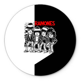 Коврик круглый с принтом Ramones 1 в Тюмени, резина и полиэстер | круглая форма, изображение наносится на всю лицевую часть | joey ramone | punk | джоуи рамон | панк | рамонез | рамонес