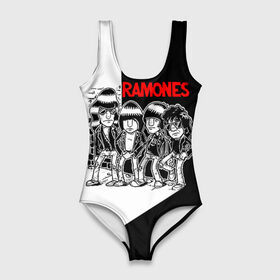 Купальник-боди 3D с принтом Ramones 1 в Тюмени, 82% полиэстер, 18% эластан | Круглая горловина, круглый вырез на спине | Тематика изображения на принте: joey ramone | punk | джоуи рамон | панк | рамонез | рамонес