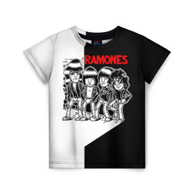 Детская футболка 3D с принтом Ramones 1 в Тюмени, 100% гипоаллергенный полиэфир | прямой крой, круглый вырез горловины, длина до линии бедер, чуть спущенное плечо, ткань немного тянется | joey ramone | punk | джоуи рамон | панк | рамонез | рамонес